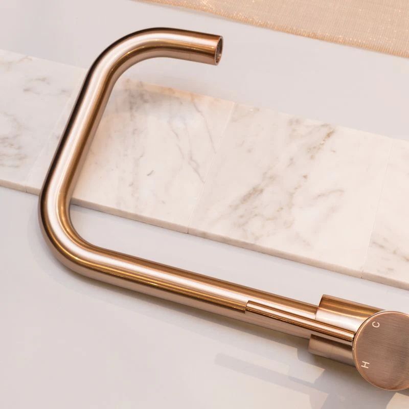 Vòi bếp rửa chén bát cao 343mm xoay 360 độ bằng đồng MChampagne - K02CH