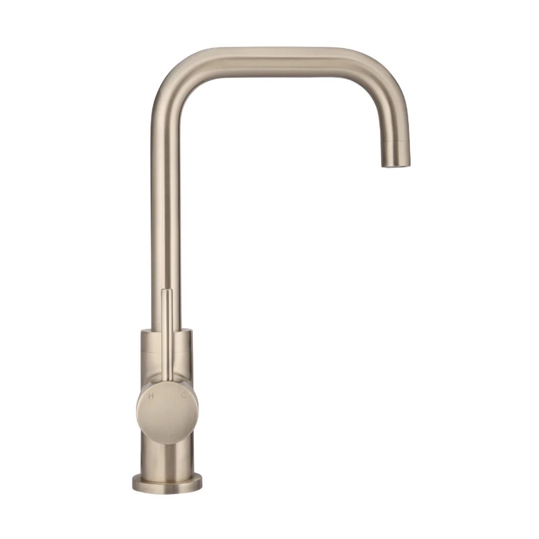 Vòi bếp rửa chén bát cao 343mm xoay 360 độ bằng đồng MChampagne - K02CH