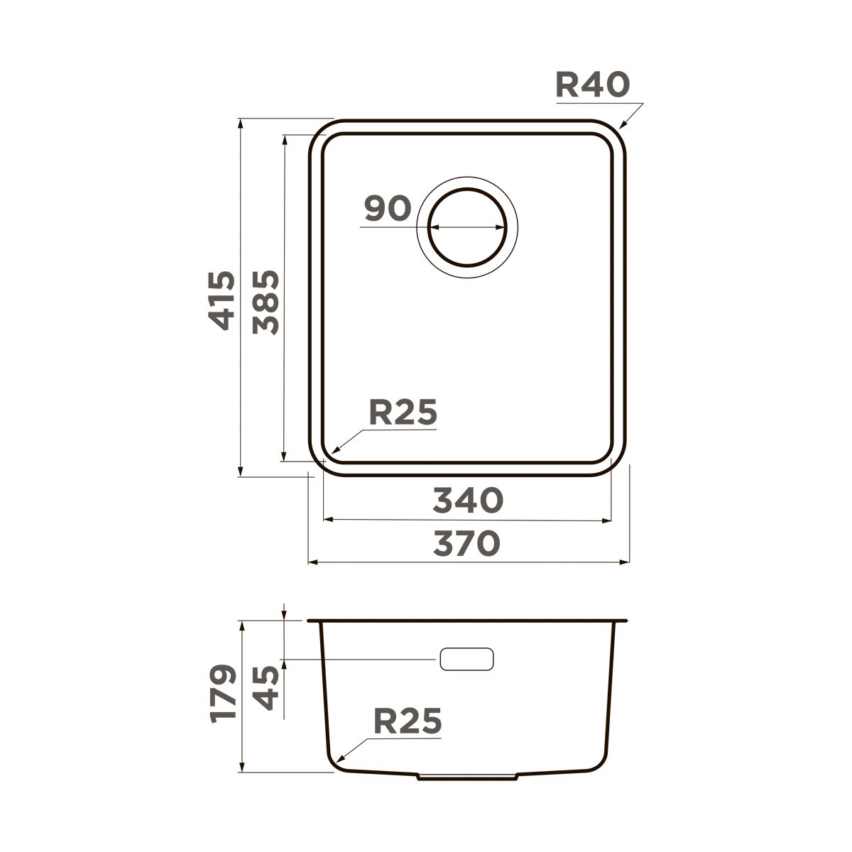 Chậu rửa chén bát stainless steel 1 hố OMI37