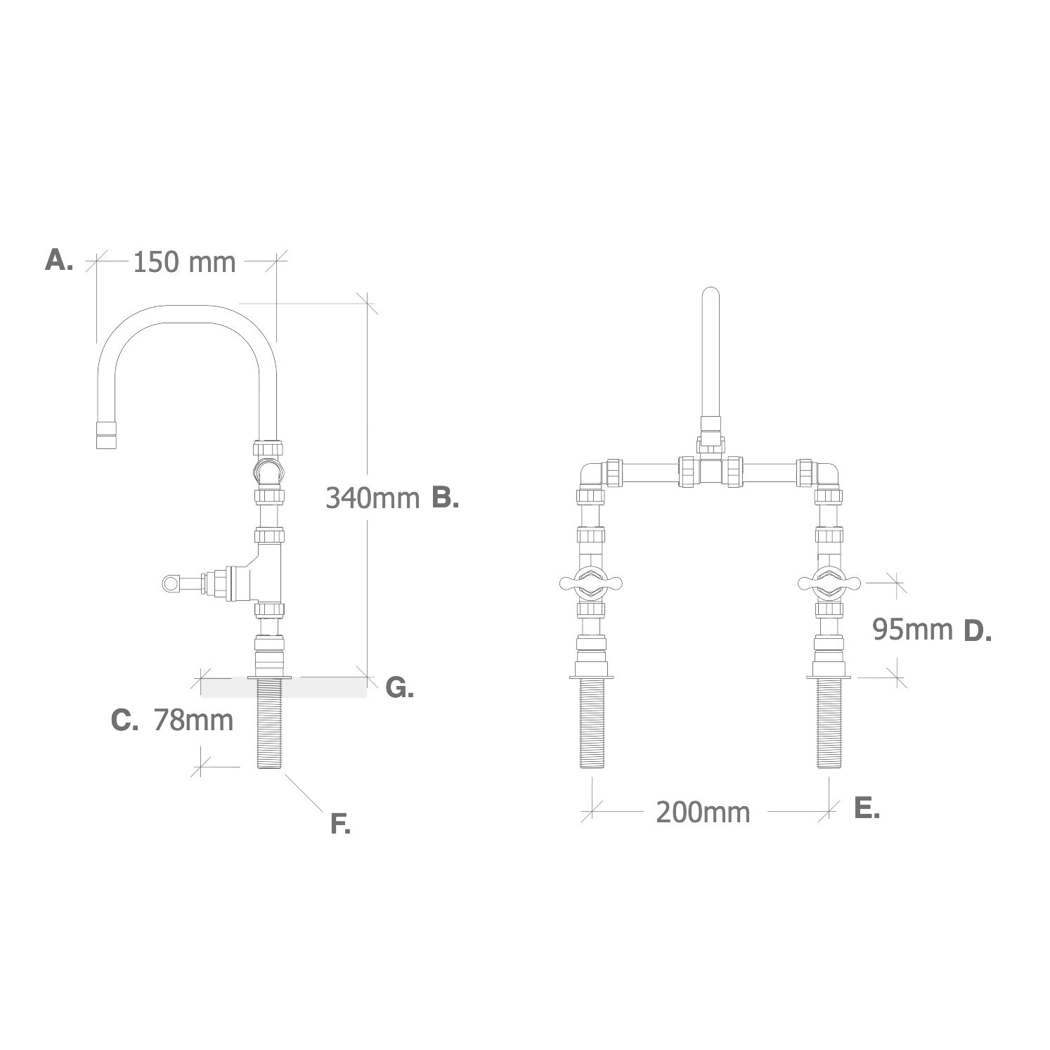 Vòi chậu lavabo 2 lỗ bằng đồng - Protapcon