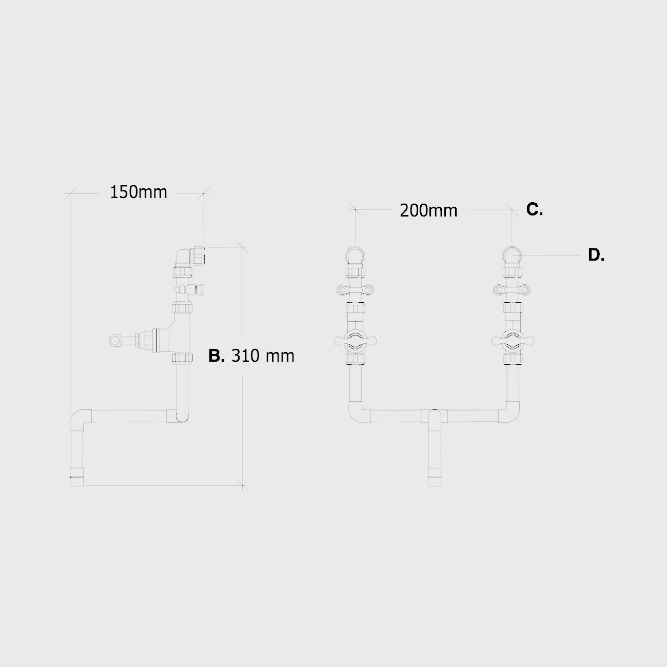 Vòi chậu lavabo gắn tường bằng đồng - Protapmen