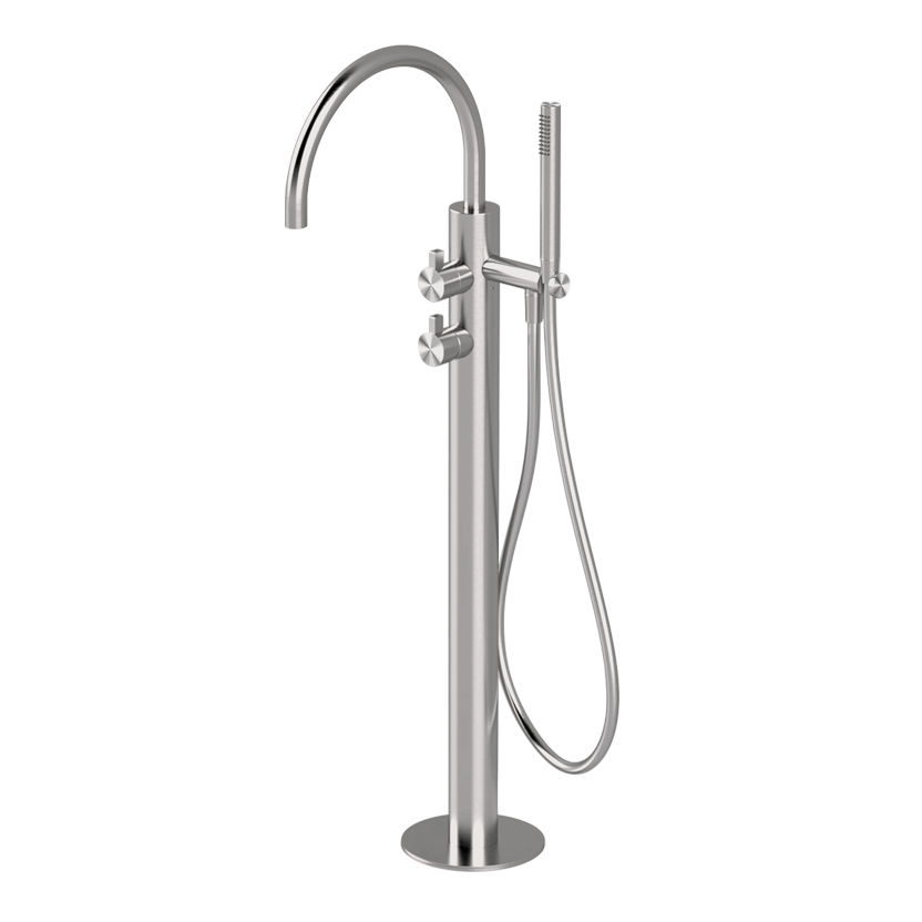 Vòi bồn tắm gắn sàn thân ø60mm có vòi sen cầm tay bằng stainless steel Toox - PVQ99