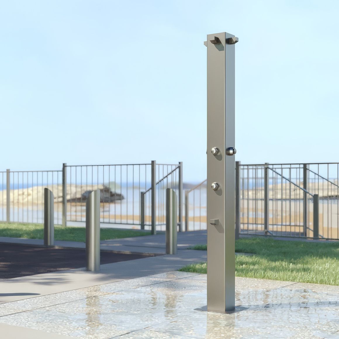 Sen cây ngoài trời 4 tay sen tự tắt nước ss316 marine grade stainless steel - Raquad