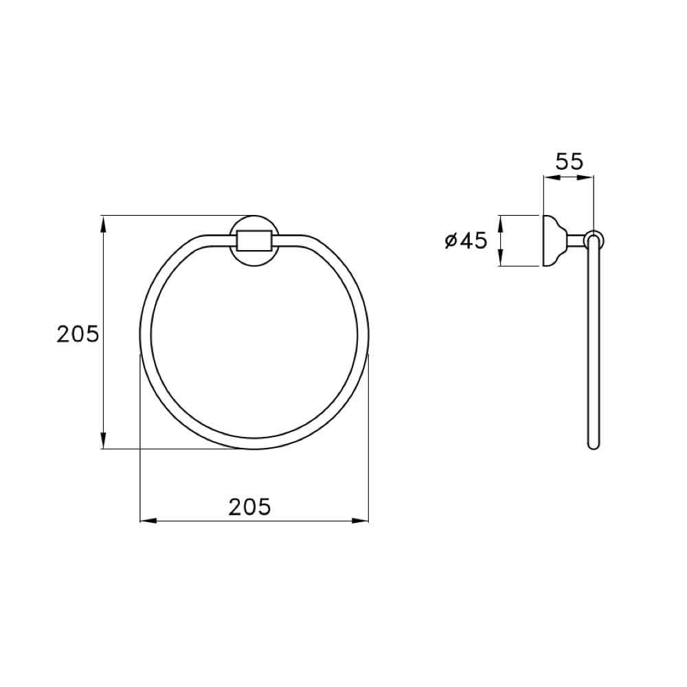 Móc tròn treo khăn phòng tắm cổ điển bằng đồng Roma - 603