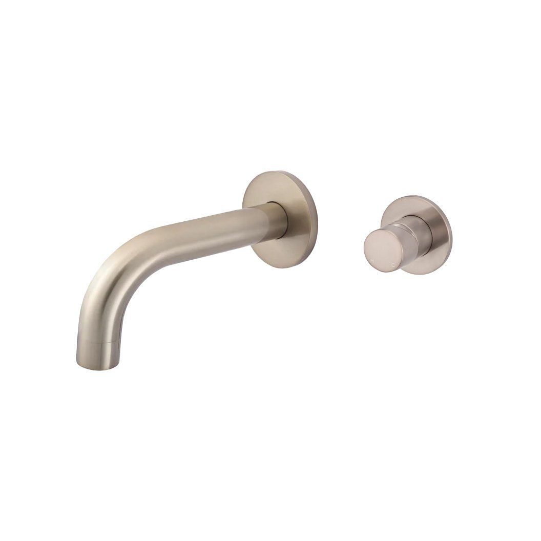 Vòi chậu lavabo dài 130mm gắn tường bằng đồng MChampagne - S05130-W03PNFIN-CH