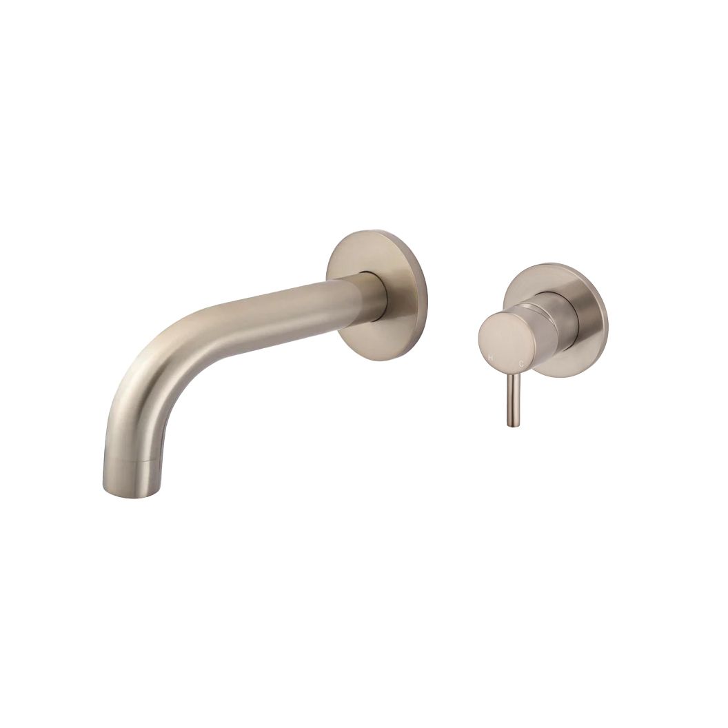 Vòi chậu lavabo dài 130mm gắn tường bằng đồng MChampagne - S05130-W03SFIN-CH