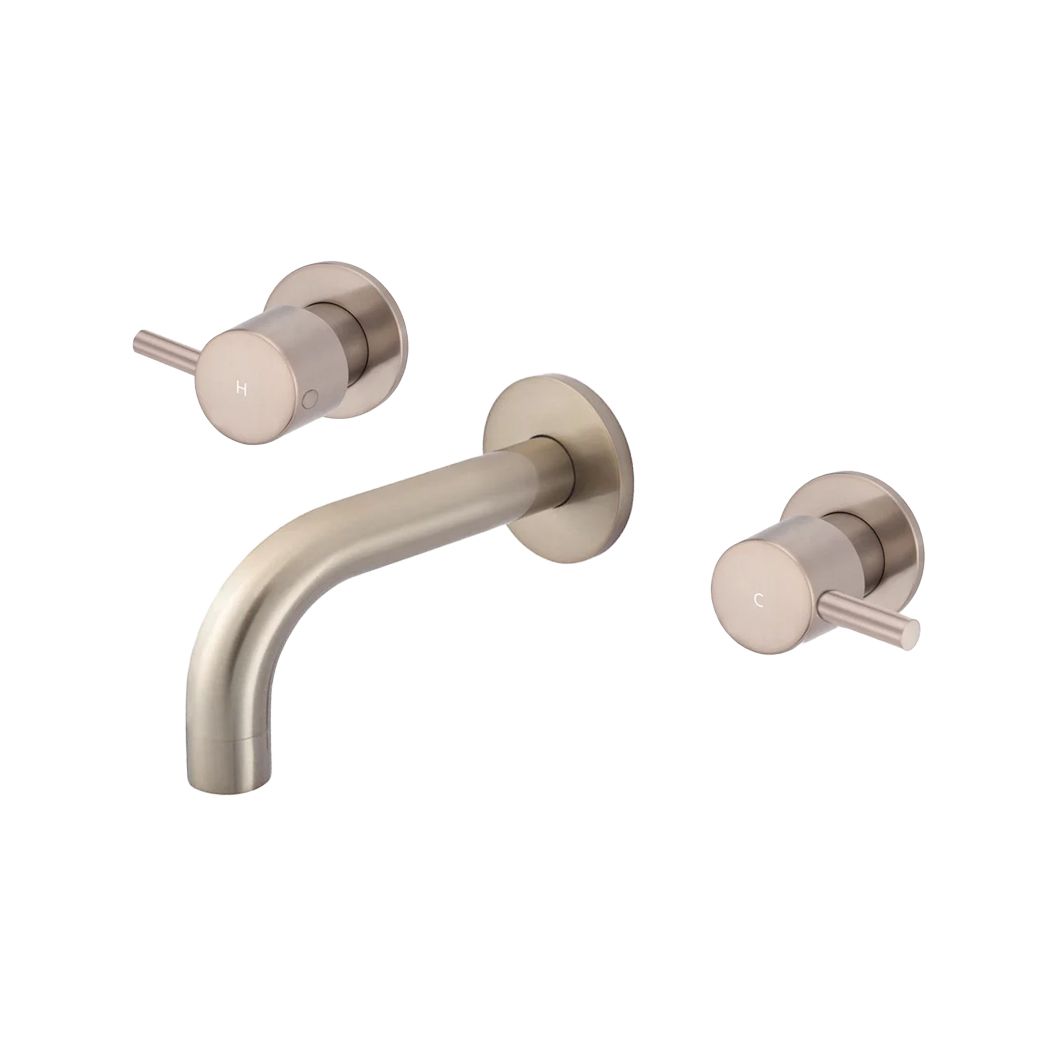 Vòi chậu lavabo dài 130mm gắn tường bằng đồng MChampagne - S05130-W06-CH