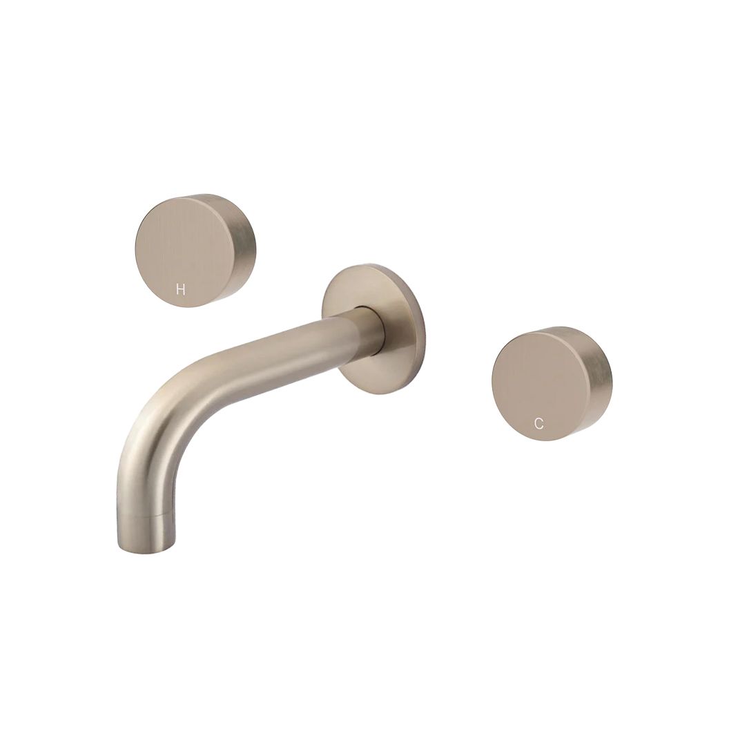 Vòi chậu lavabo dài 130mm gắn tường bằng đồng MChampagne - S05130-W11-CH