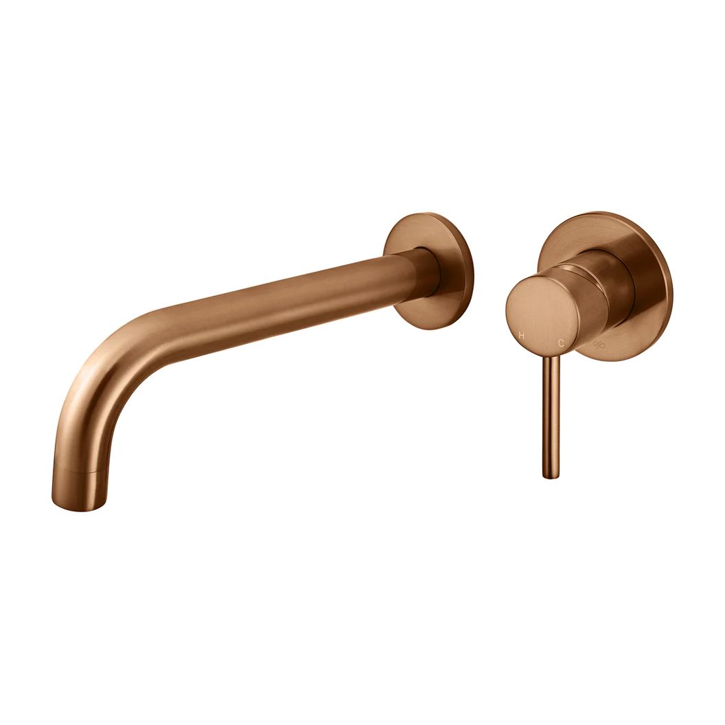 Vòi chậu lavabo dài 200mm gắn tường bằng đồng MBronze - S05200-W03FIN-BZ