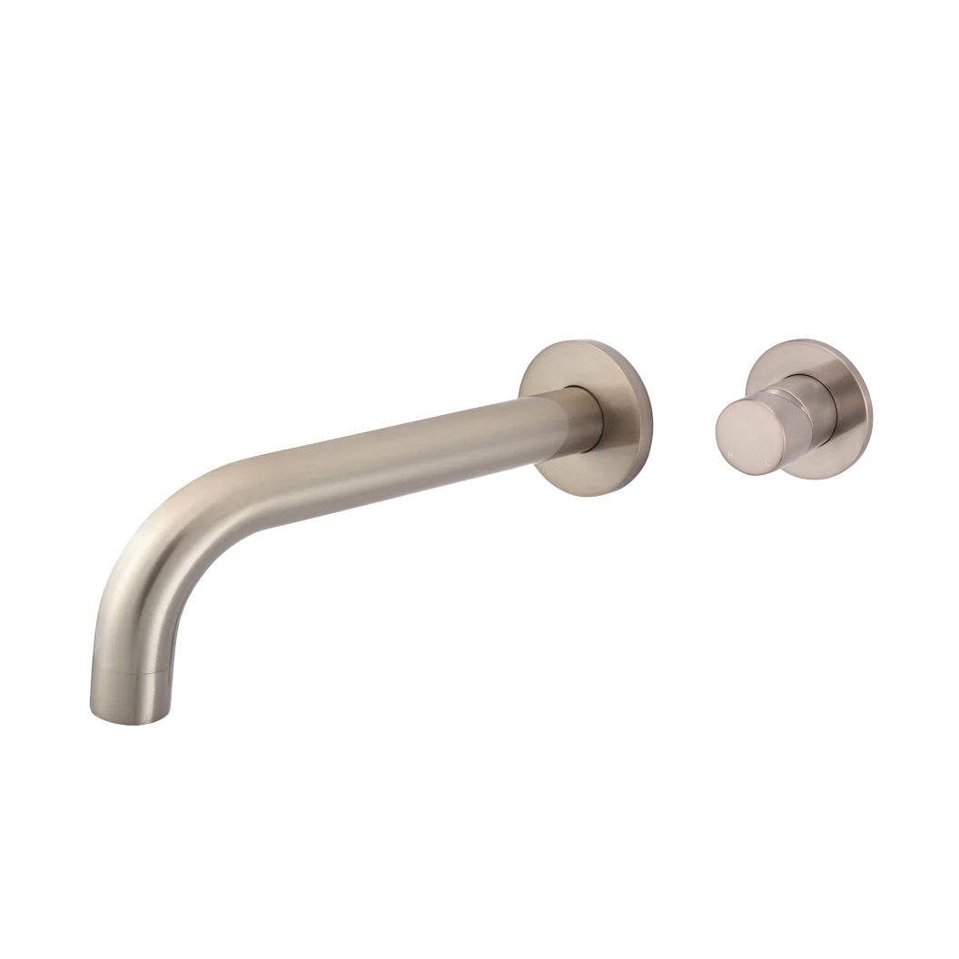 Vòi chậu lavabo dài 200mm gắn tường bằng đồng MChampagne - S05200-W03PNFIN-CH