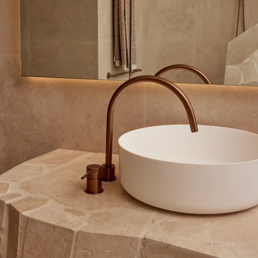 Vòi chậu lavabo cao 316mm xoay 360 độ 2 lỗ bằng đồng MBronze - S08W12BZ