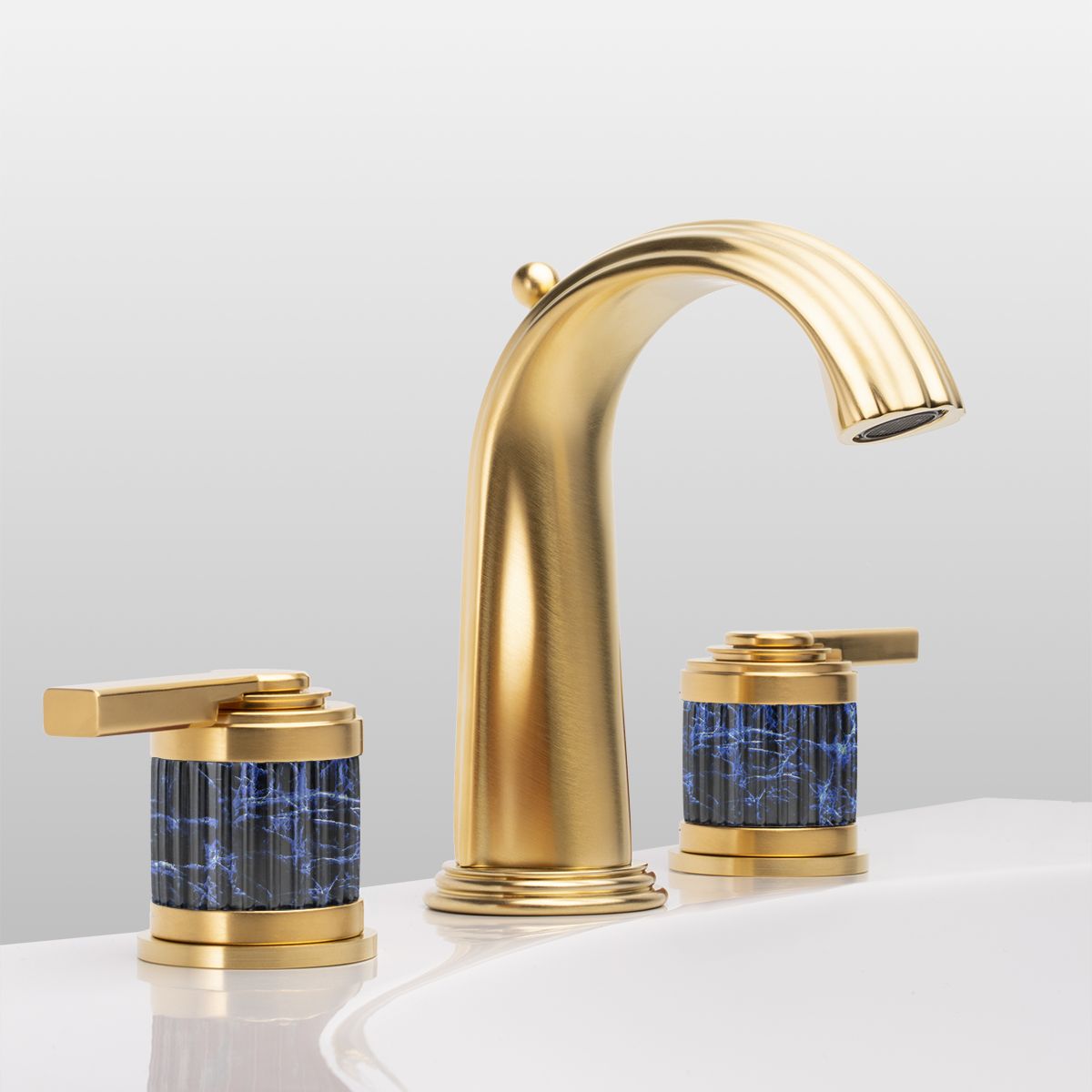  Vòi chậu rửa mặt cổ điển Trianon Prestige Blue Sodalite Lever matt soft gold bằng đồng - 1301 