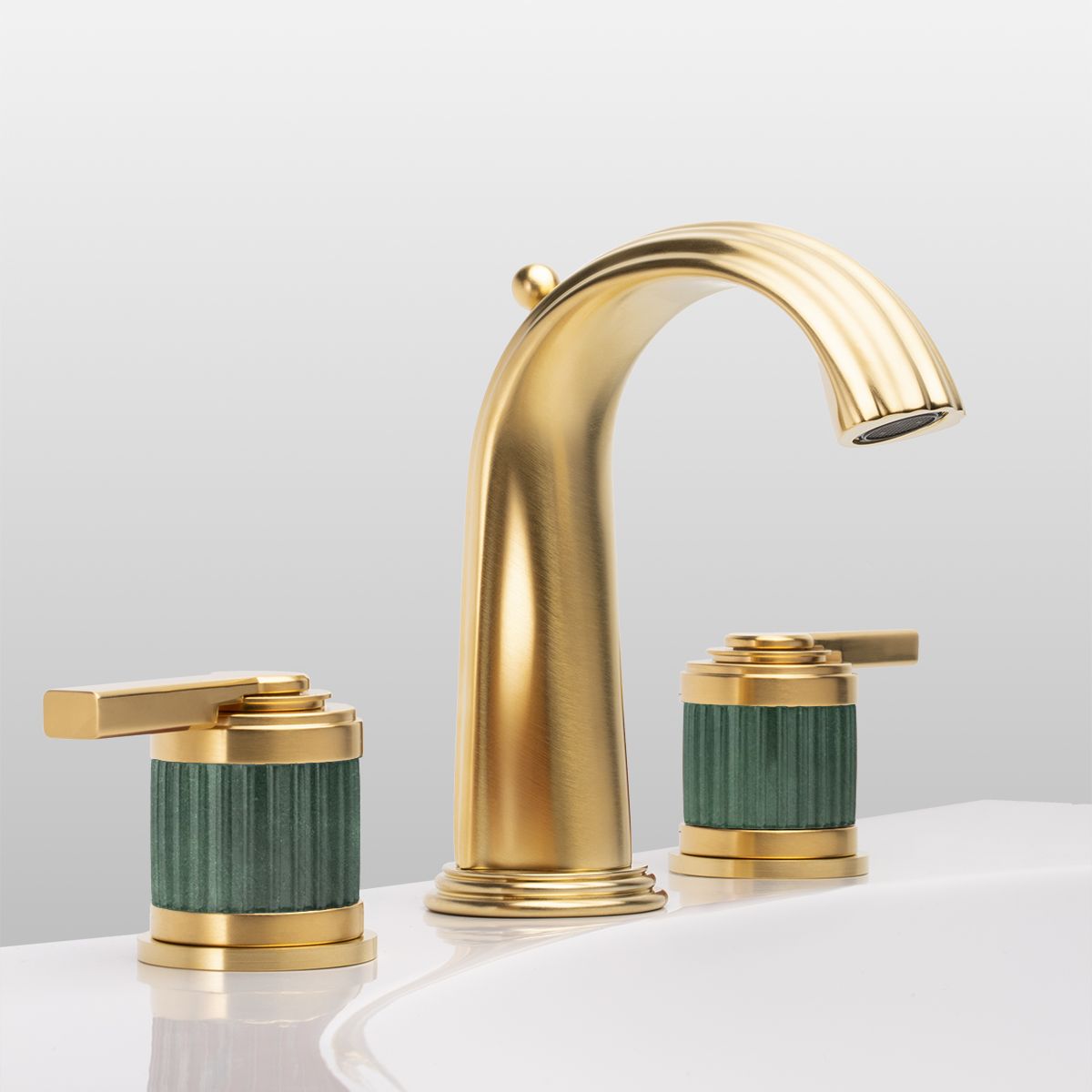  Vòi chậu rửa mặt cổ điển Trianon Prestige Green Aventurine Lever matt soft gold bằng đồng - 1301 