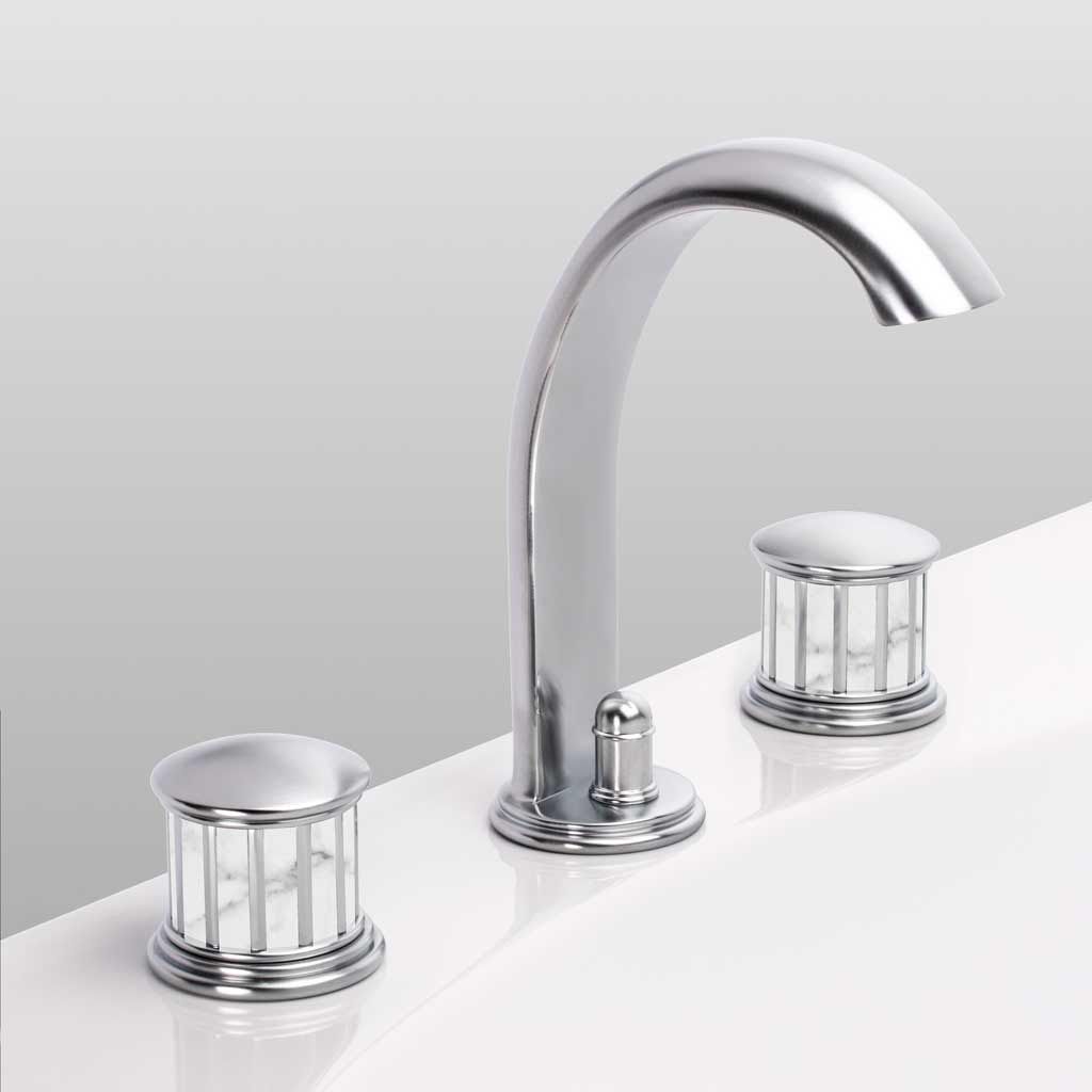  Vòi chậu rửa mặt cổ điển Zenith Pierre White Carrara velvet chrome bằng đồng - 1301 