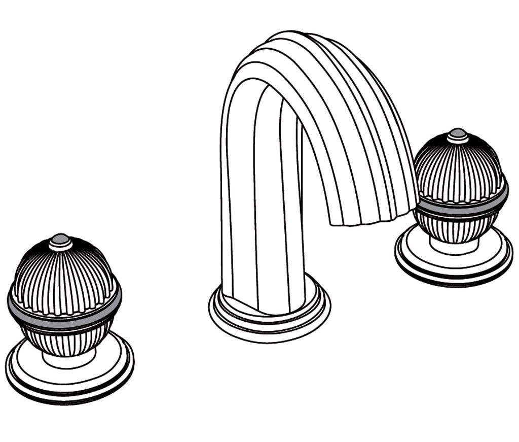  Vòi bồn tắm ba lỗ cổ điển bằng đồng Anfa Pierre Black Portoro - 3301 
