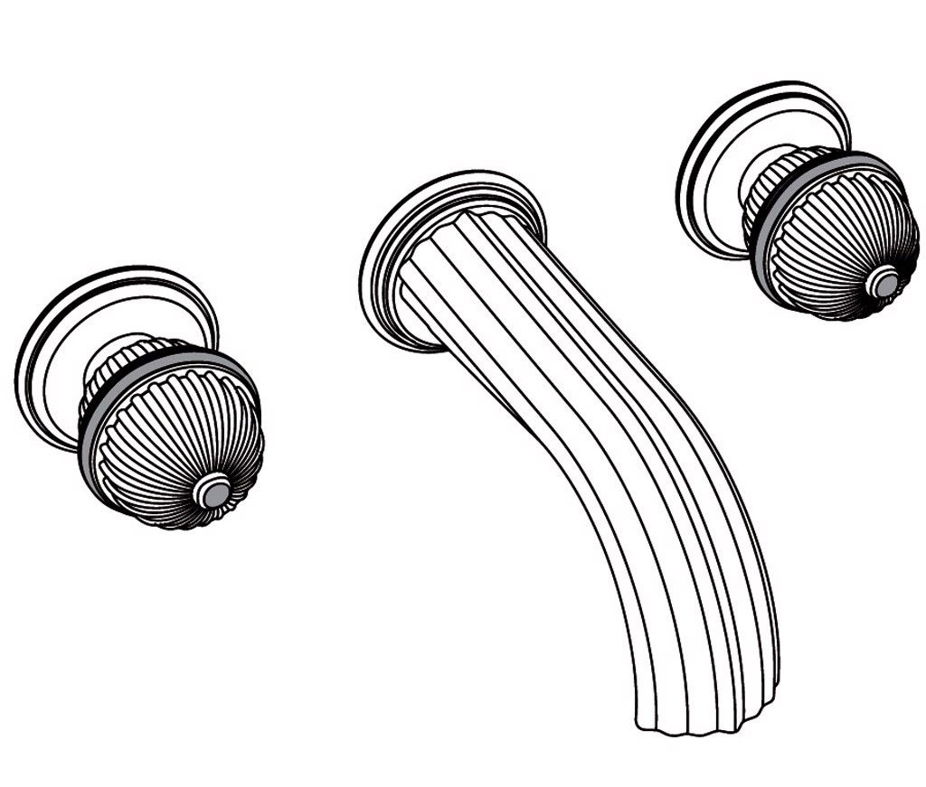  Vòi bồn tắm ba lỗ gắn tường cổ điển bằng đồng Anfa Pierre White Carrara - 3303 