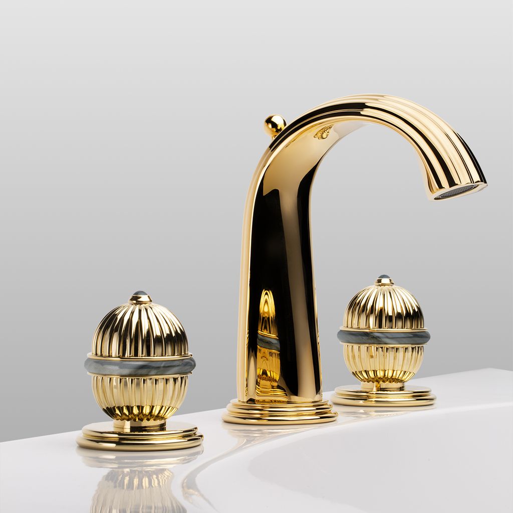  Vòi chậu rửa mặt cổ điển Anfa Pierre Grey Bardiglio polished gold bằng đồng - 1301 