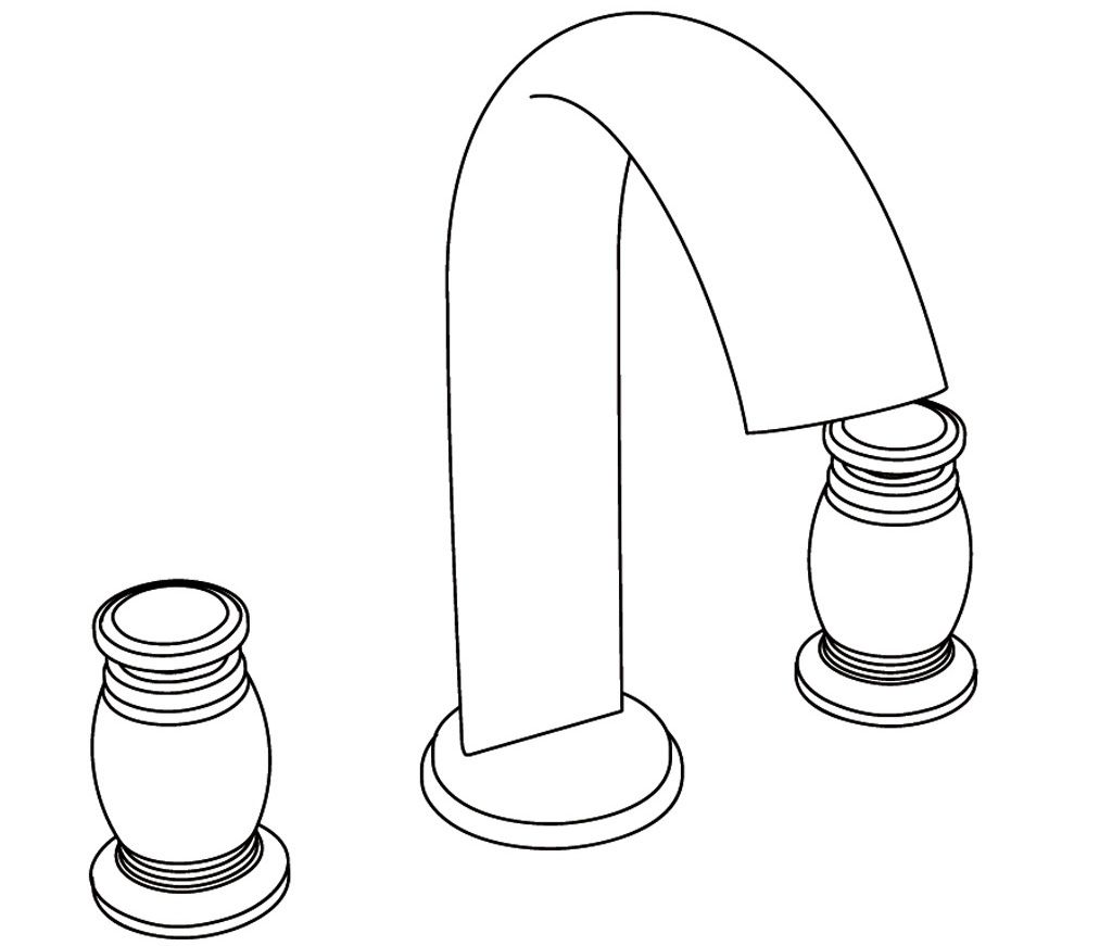  Vòi bồn tắm ba lỗ cổ điển bằng đồng Madeleine Black Porcelain - 3301 