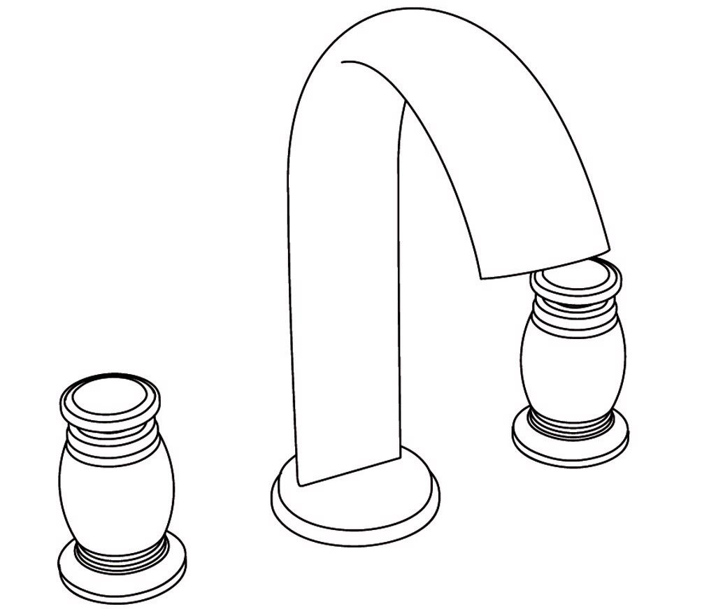  Vòi bồn tắm ba lỗ cổ điển bằng đồng Madeleine White Porcelain - 3301 