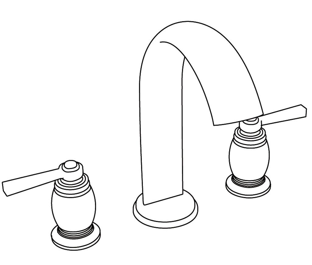  Vòi bồn tắm ba lỗ cổ điển bằng đồng Madeleine Black Porcelain Lever - 3301 