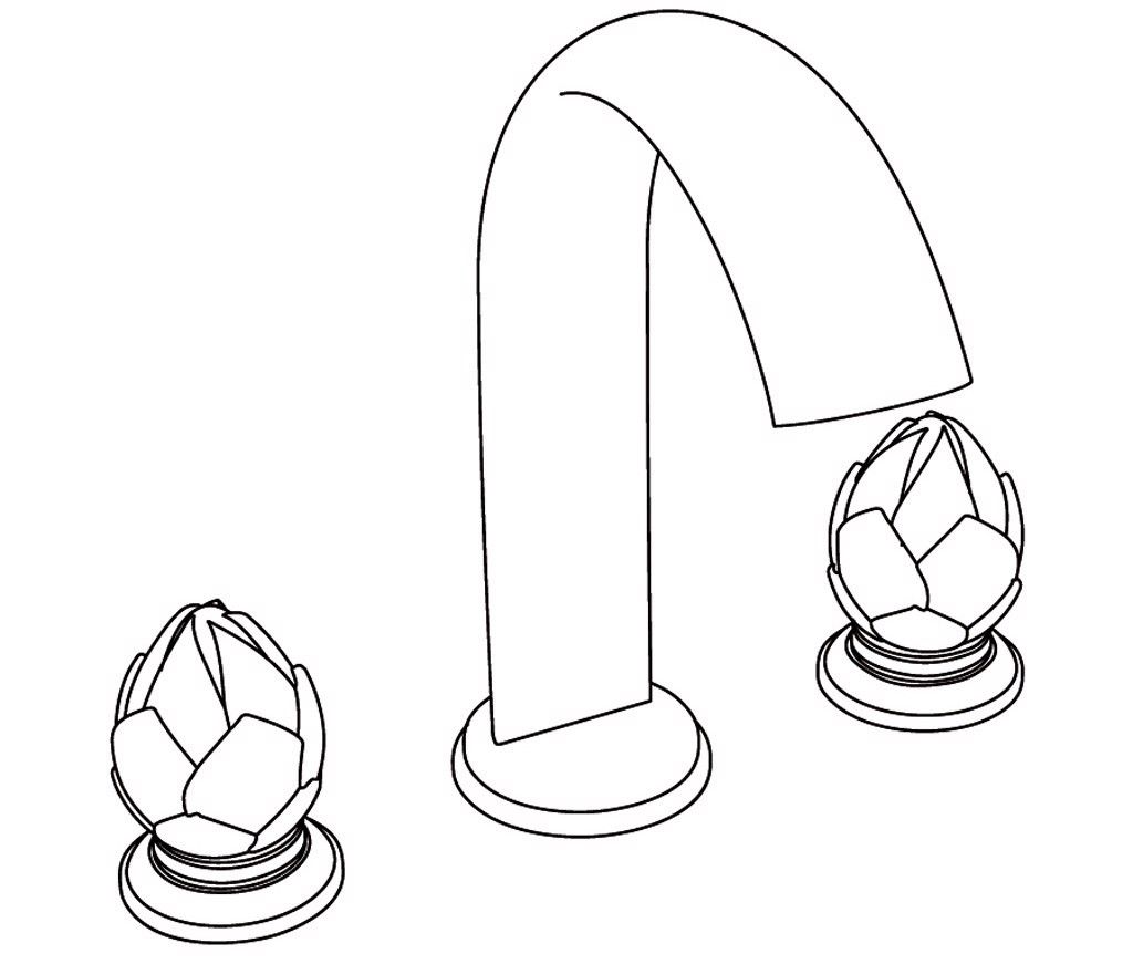  Vòi bồn tắm ba lỗ cổ điển bằng đồng Fleur De Lotus Satin Crystal - 3301 