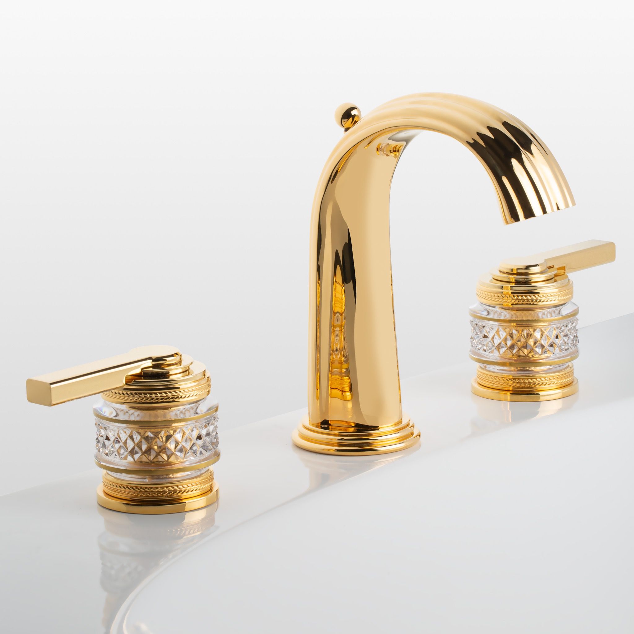  Vòi chậu rửa mặt cổ điển Quadrille Prestige Lever polished gold bằng đồng - 1301 