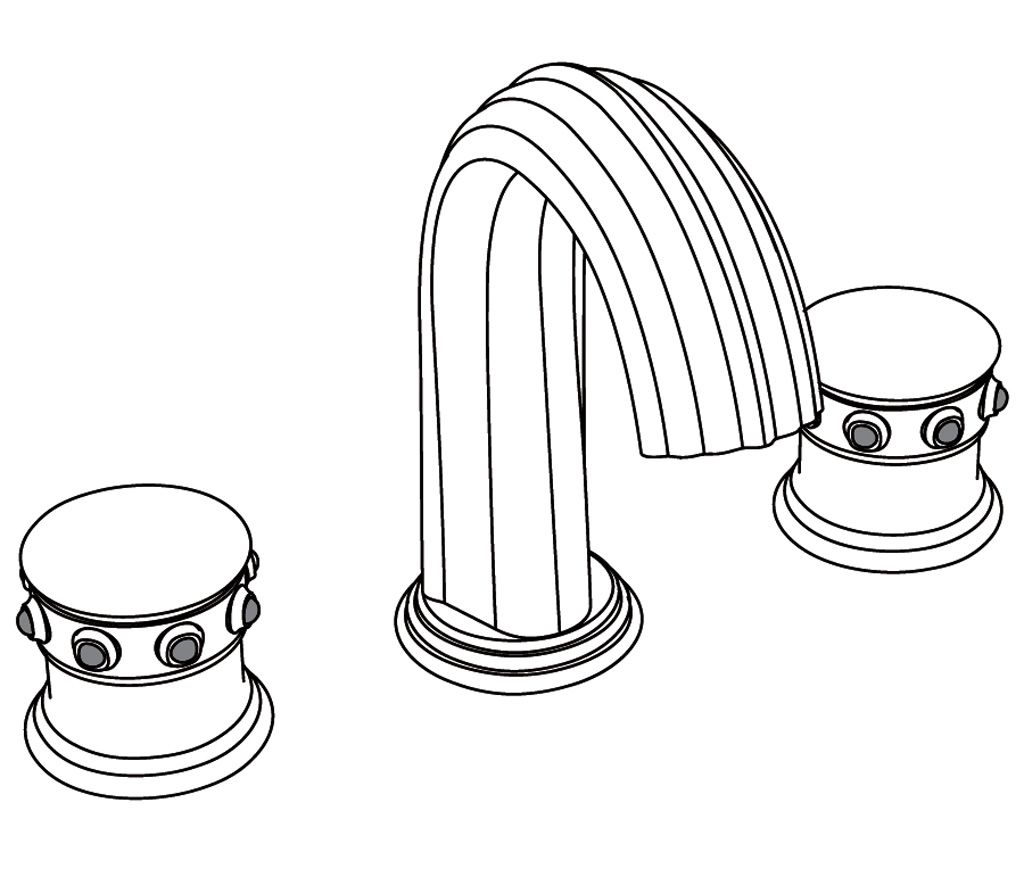  Vòi bồn tắm ba lỗ cổ điển bằng đồng Royal Black Portoro - 3301 