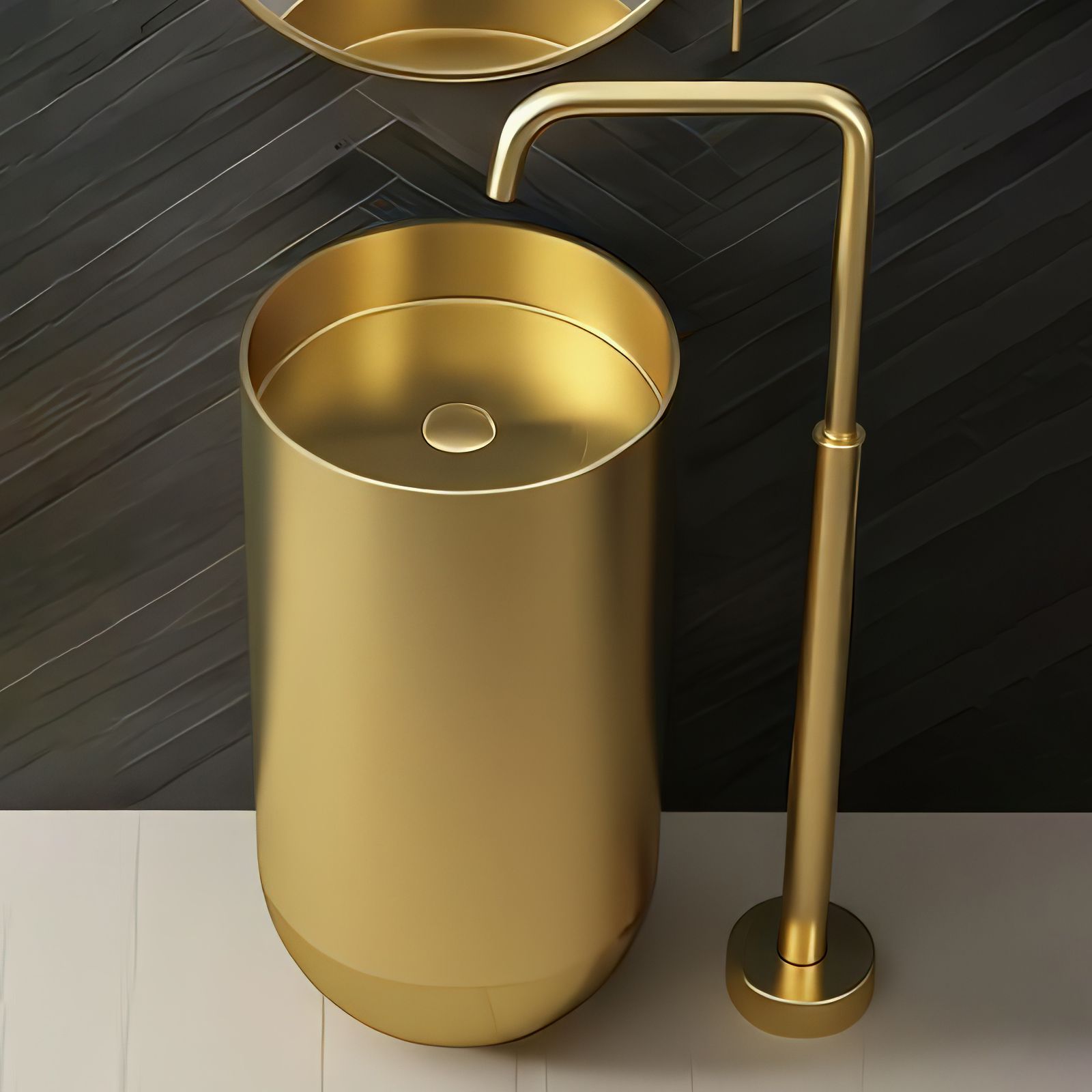 Chậu lavabo chân dài SS304 - S170202