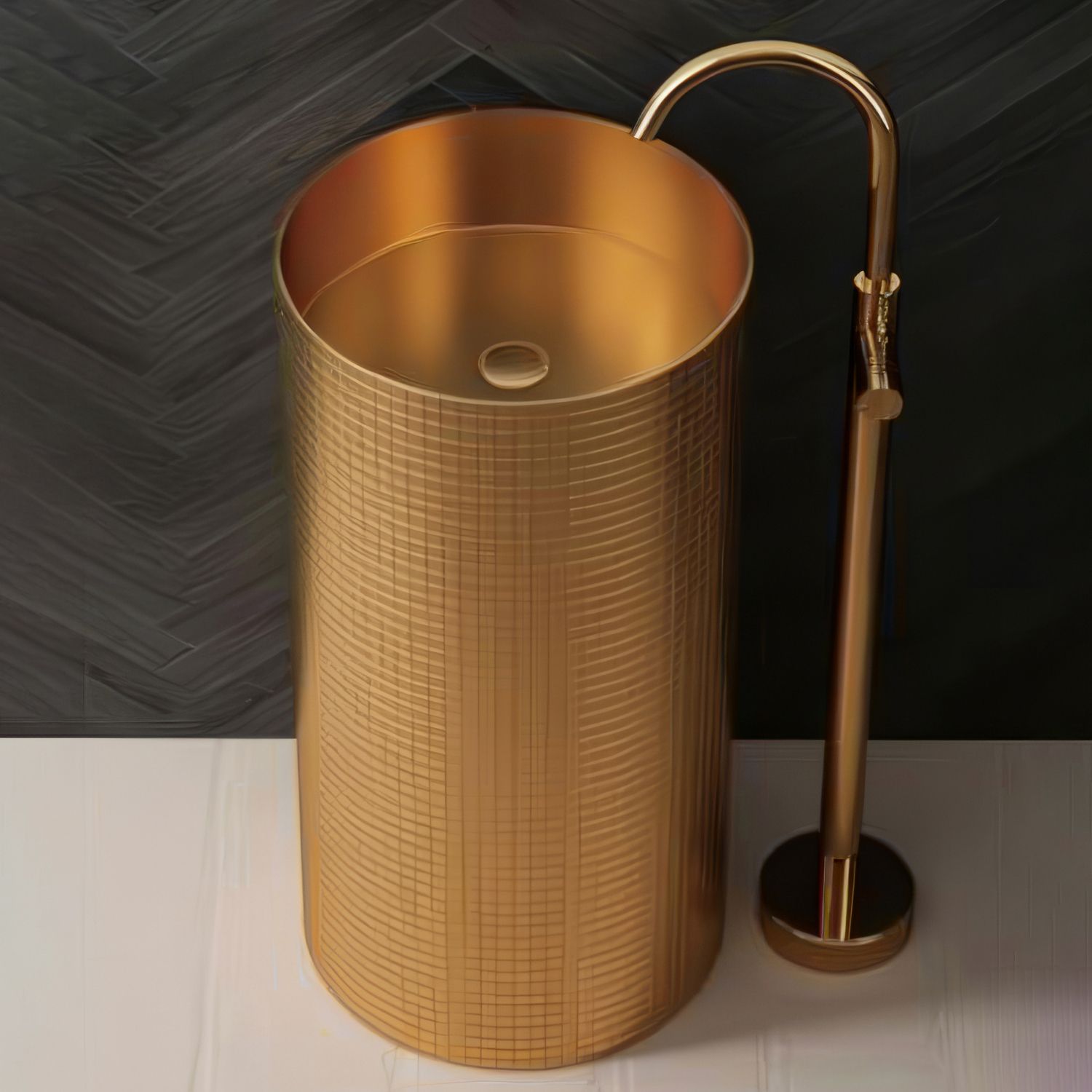 Chậu lavabo chân dài SS304 - S17023RG