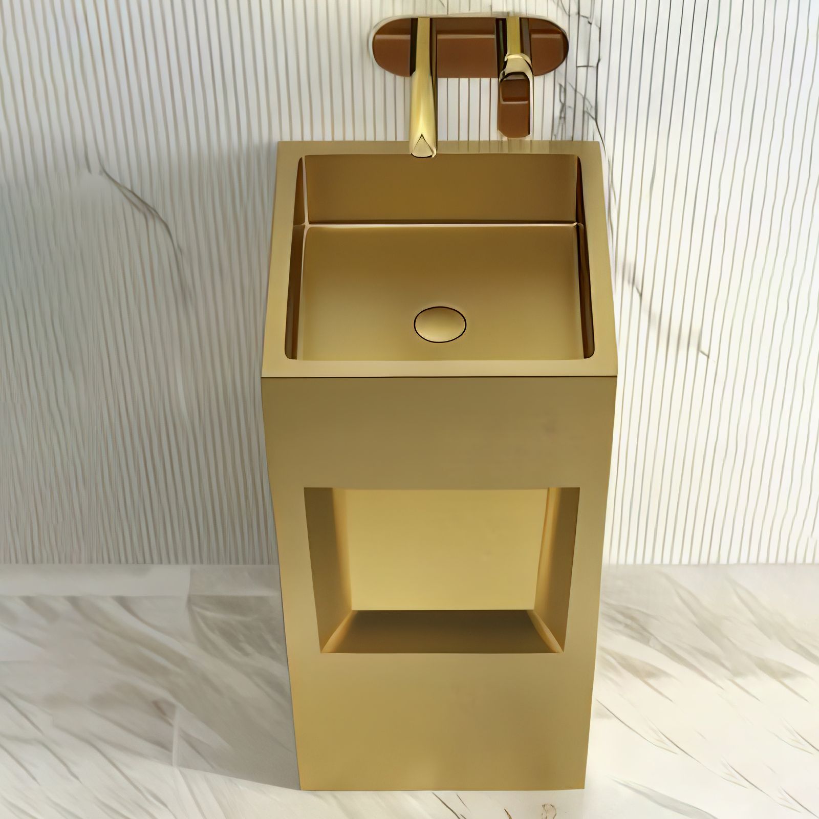 Chậu lavabo chân dài SS304 - S17041G