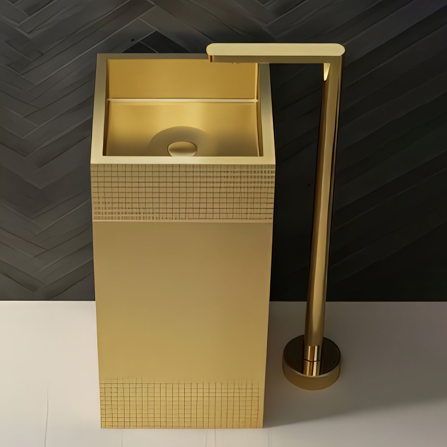 Chậu lavabo chân dài SS304 - S17042G