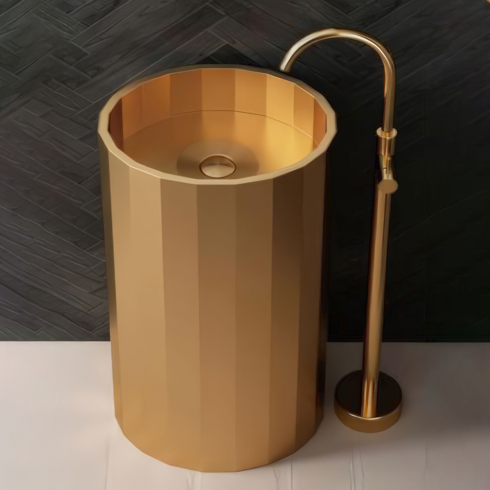 Chậu lavabo oval chân dài SS304 - S1716RG