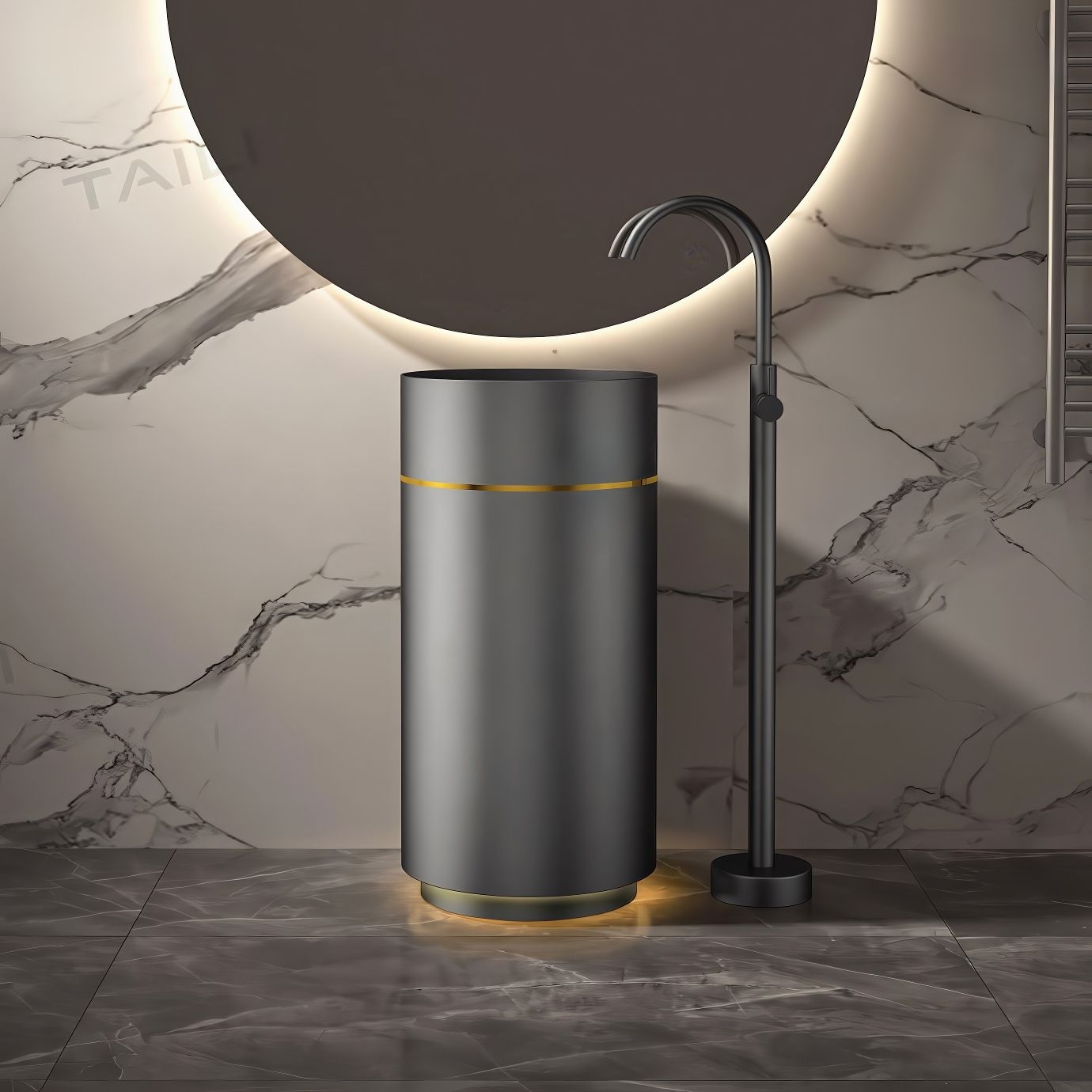 Chậu lavabo chân dài SS304 - S1727