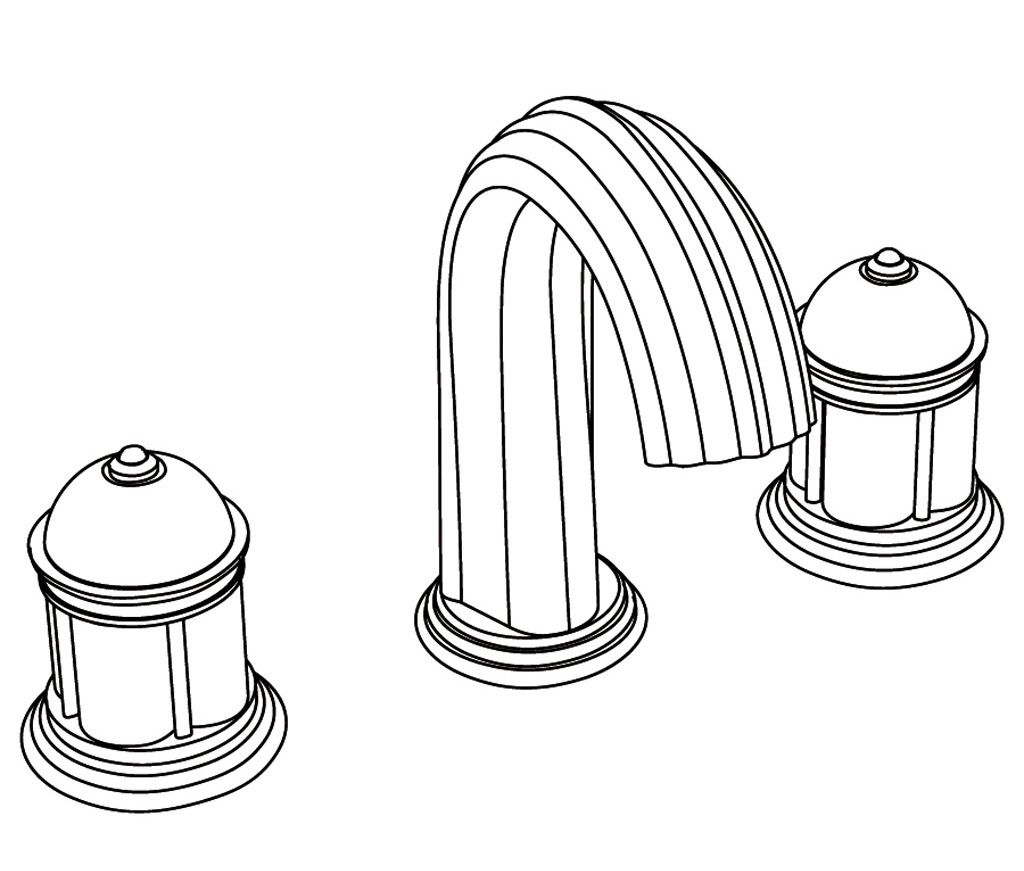  Vòi bồn tắm ba lỗ cổ điển bằng đồng Rambouillet - 3301 
