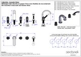  Vòi bồn tắm năm lỗ cổ điển bằng đồng Sovereign Trésor Grey Bardiglio - 3305 