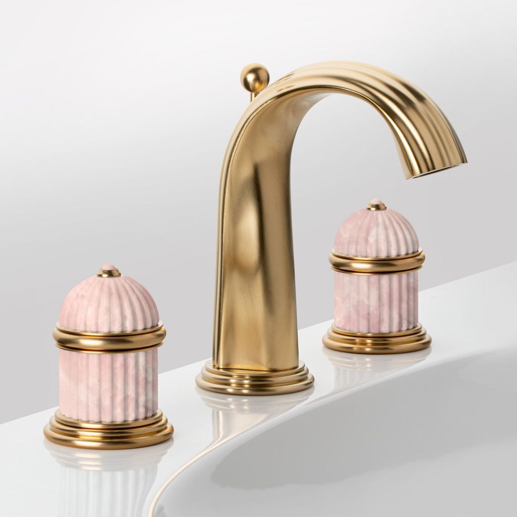  Vòi chậu rửa mặt cổ điển Sovereign Luxe Pink Onyx matt soft gold bằng đồng - 1301 