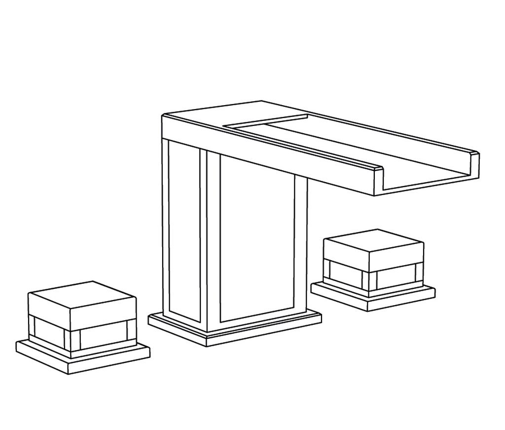  Vòi bồn tắm ba lỗ bằng đồng Square Metal - 3301 