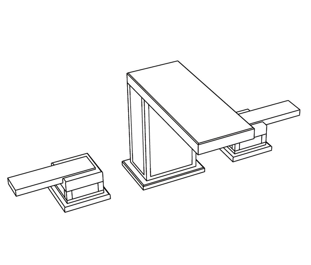  Vòi chậu rửa mặt bằng đồng Square Metal Lever - 1301 