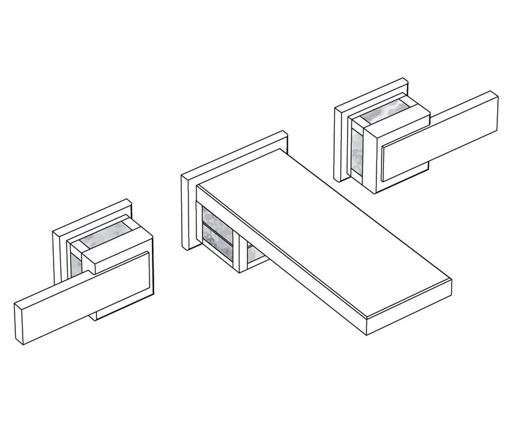  Vòi chậu rửa mặt gắn tường bằng đồng Square Luxe Wenge Lever - 1303 