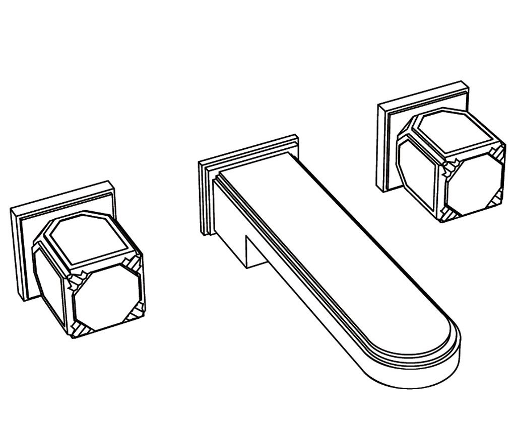  Vòi chậu rửa mặt gắn tường cổ điển bằng đồng Coco Metal - 1303 