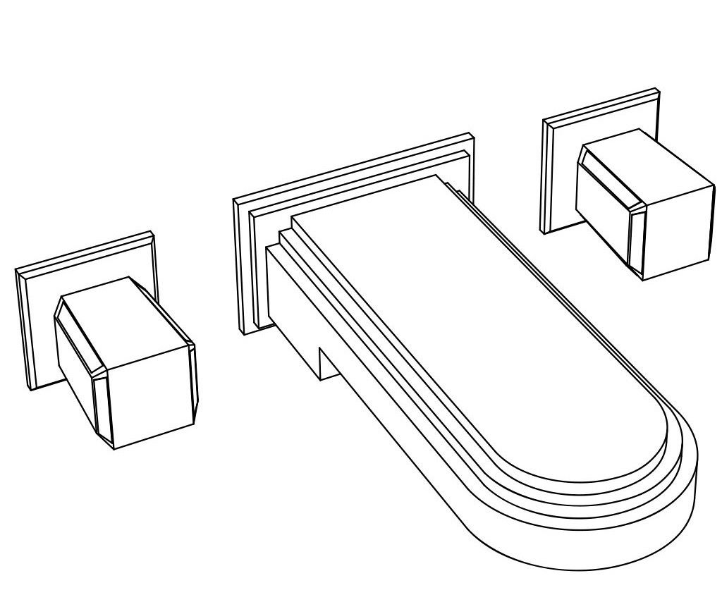  Vòi bồn tắm ba lỗ gắn tường cổ điển bằng đồng Diva Black Inlay - 3303 