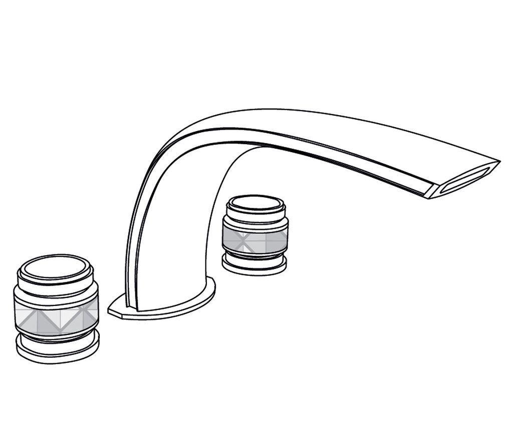  Vòi bồn tắm ba lỗ cổ điển bằng đồng Quadrille - 3303 