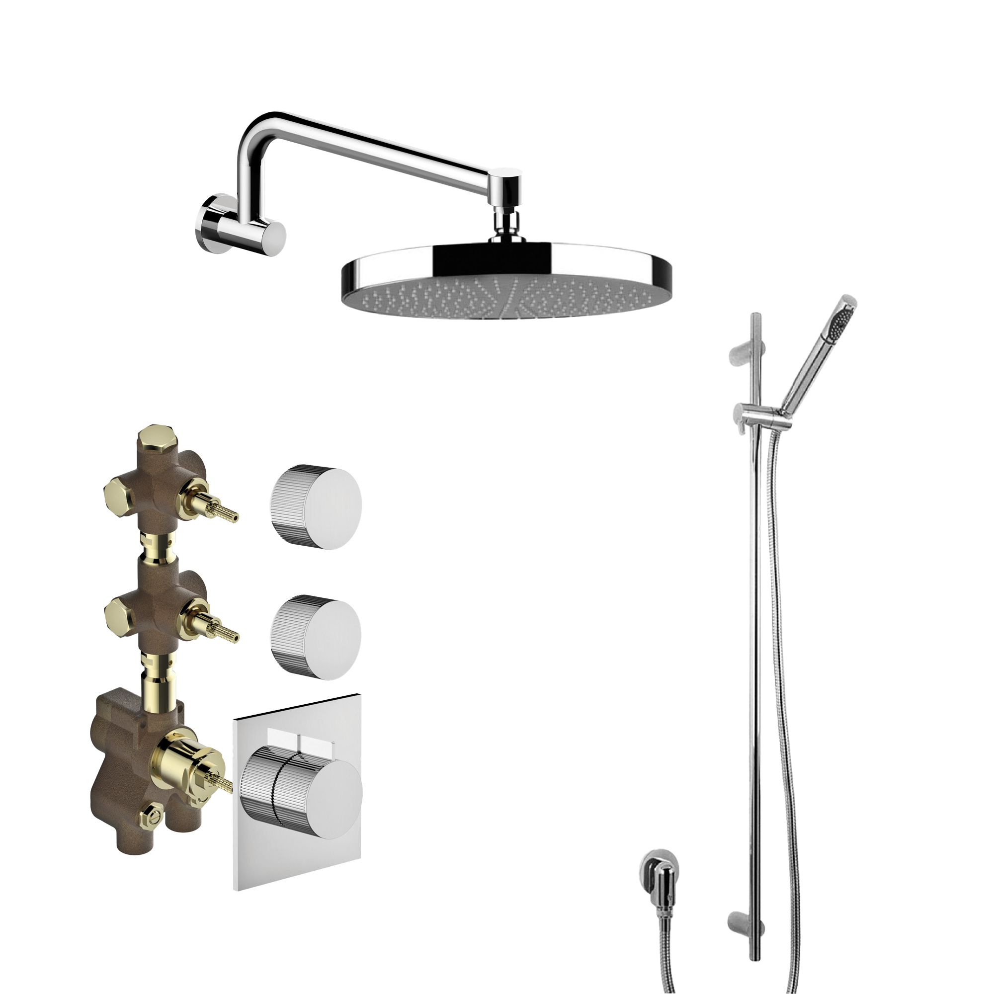 Vòi sen gắn tường điều chỉnh nhiệt độ có sen cầm tay bằng đồng Sirius - SIR-WSHOWER2