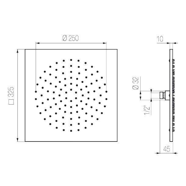 Bát sen Tomo hình vuông 325x325 mm dày 10 mm phong cách spa Radomonte Wellness stainless steel - SOF4