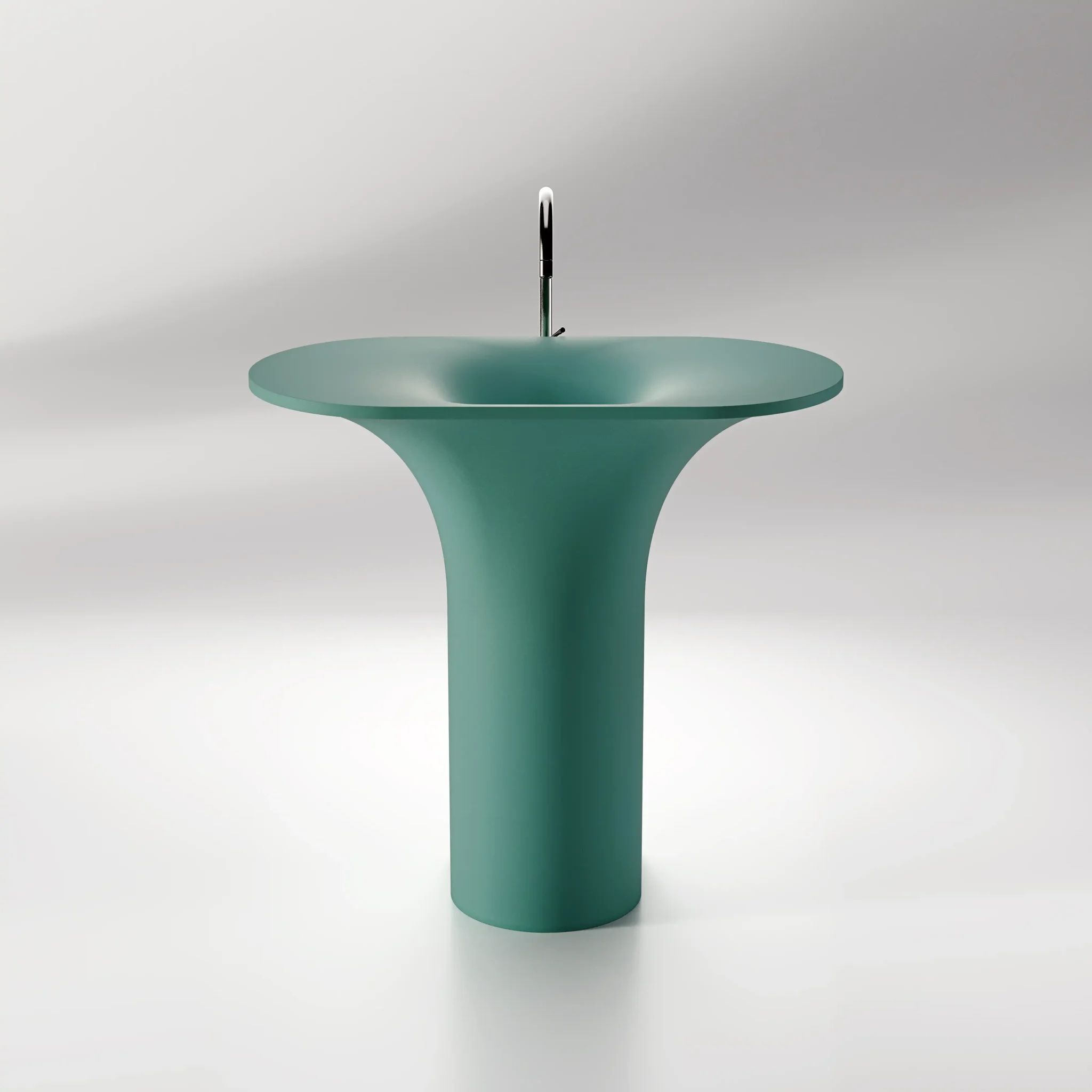 Chậu lavabo chân dài bằng mineral glass composite Ahri Aquamarine