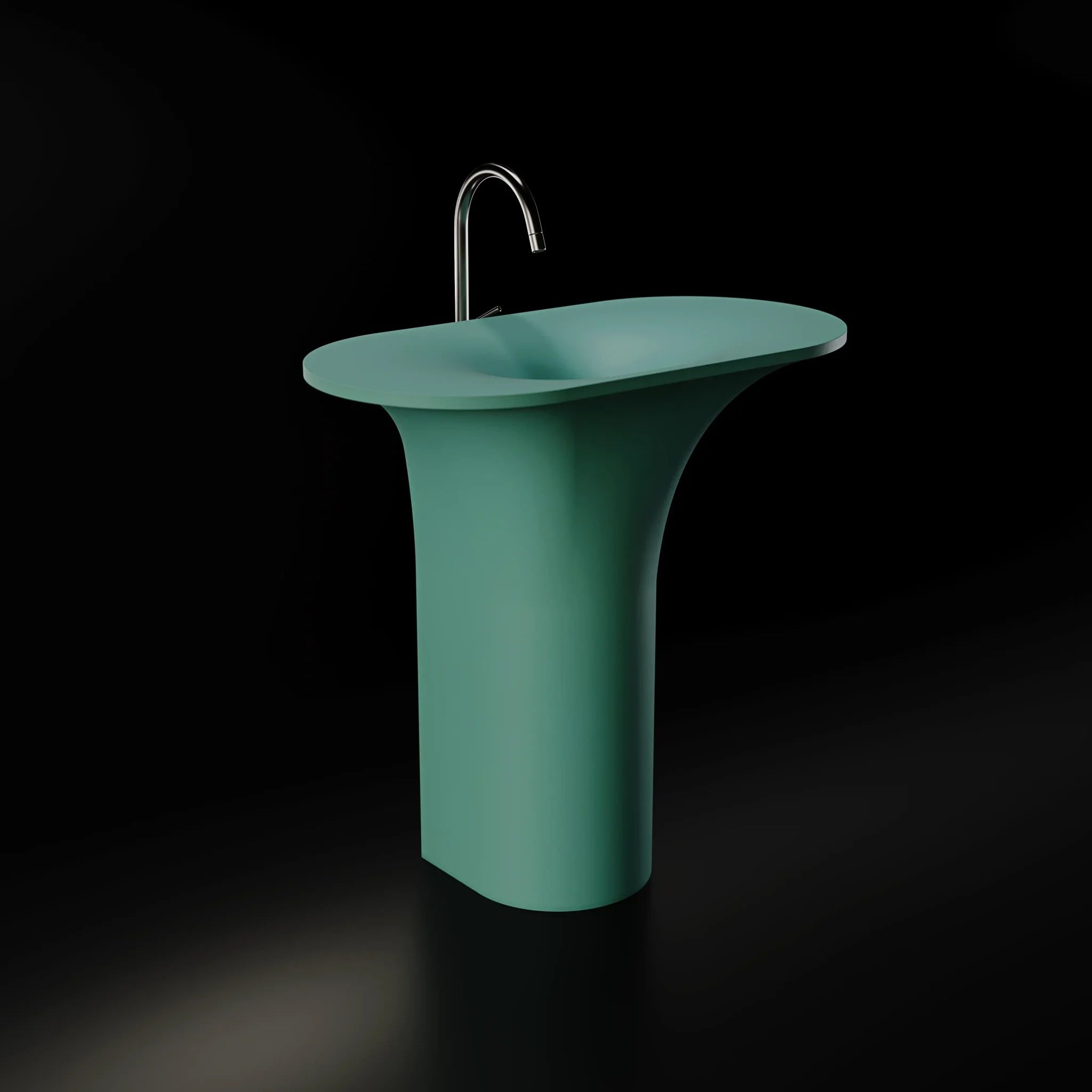 Chậu lavabo chân dài bằng mineral glass composite Ahri Aquamarine