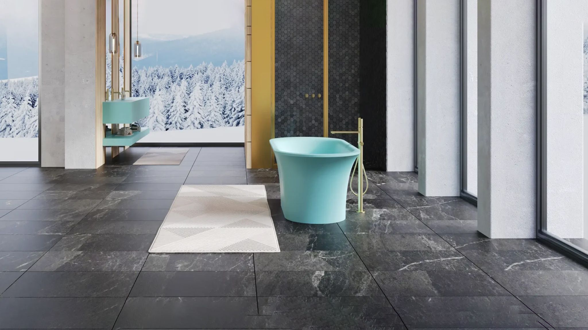 Bồn tắm bằng mineral glass composite Ahri Aquamarine