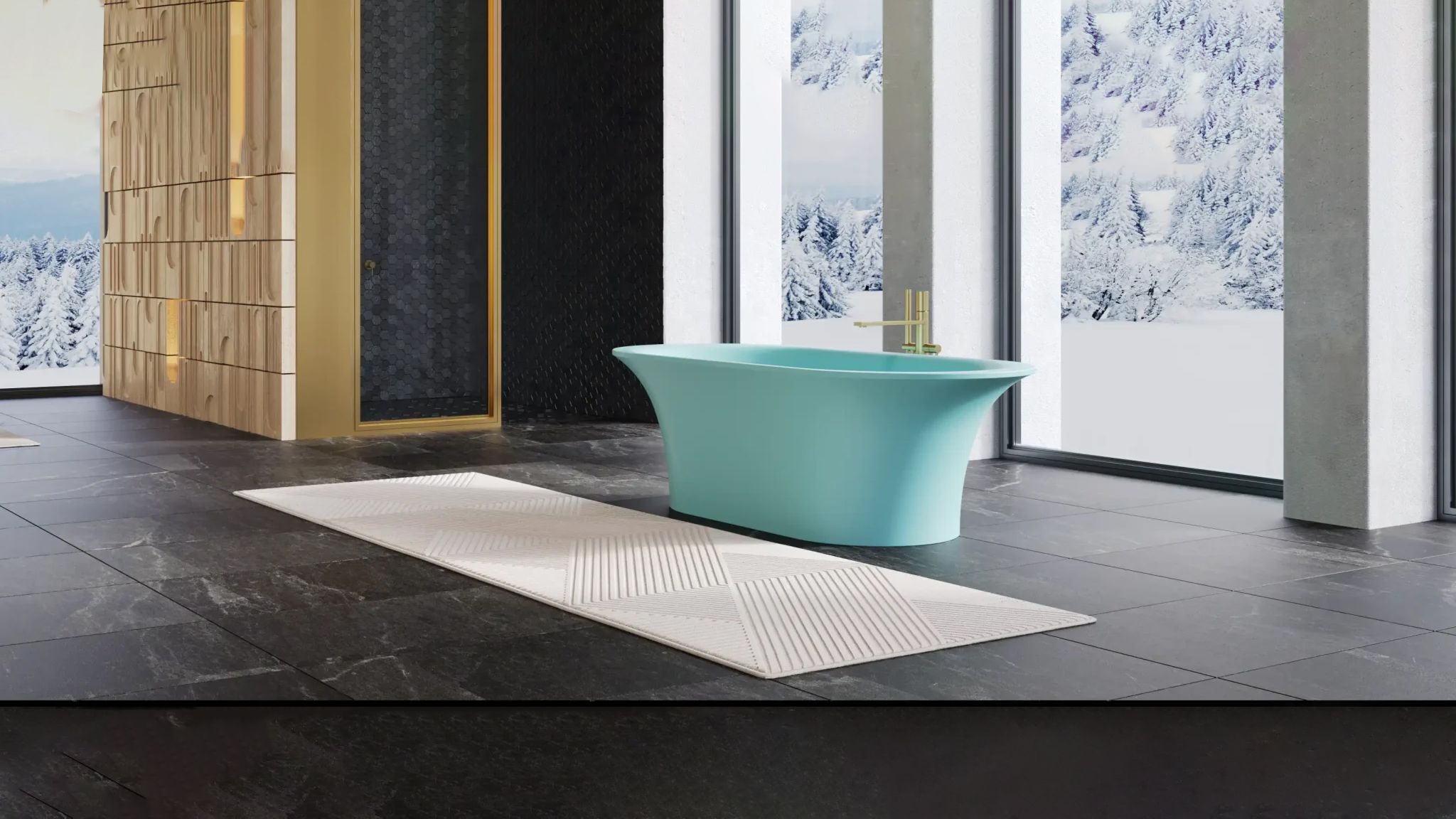 Bồn tắm bằng mineral glass composite Ahri Aquamarine