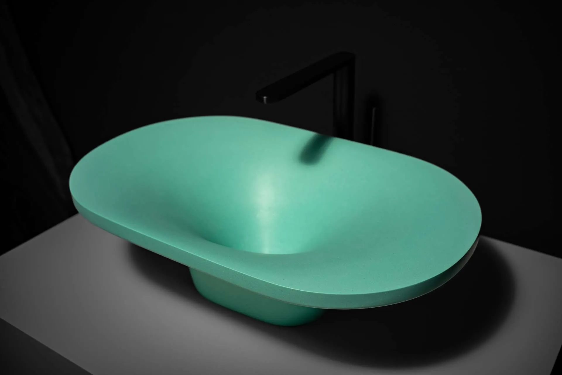 Chậu lavabo để bàn mineral glass composite Ahri Aquamarine