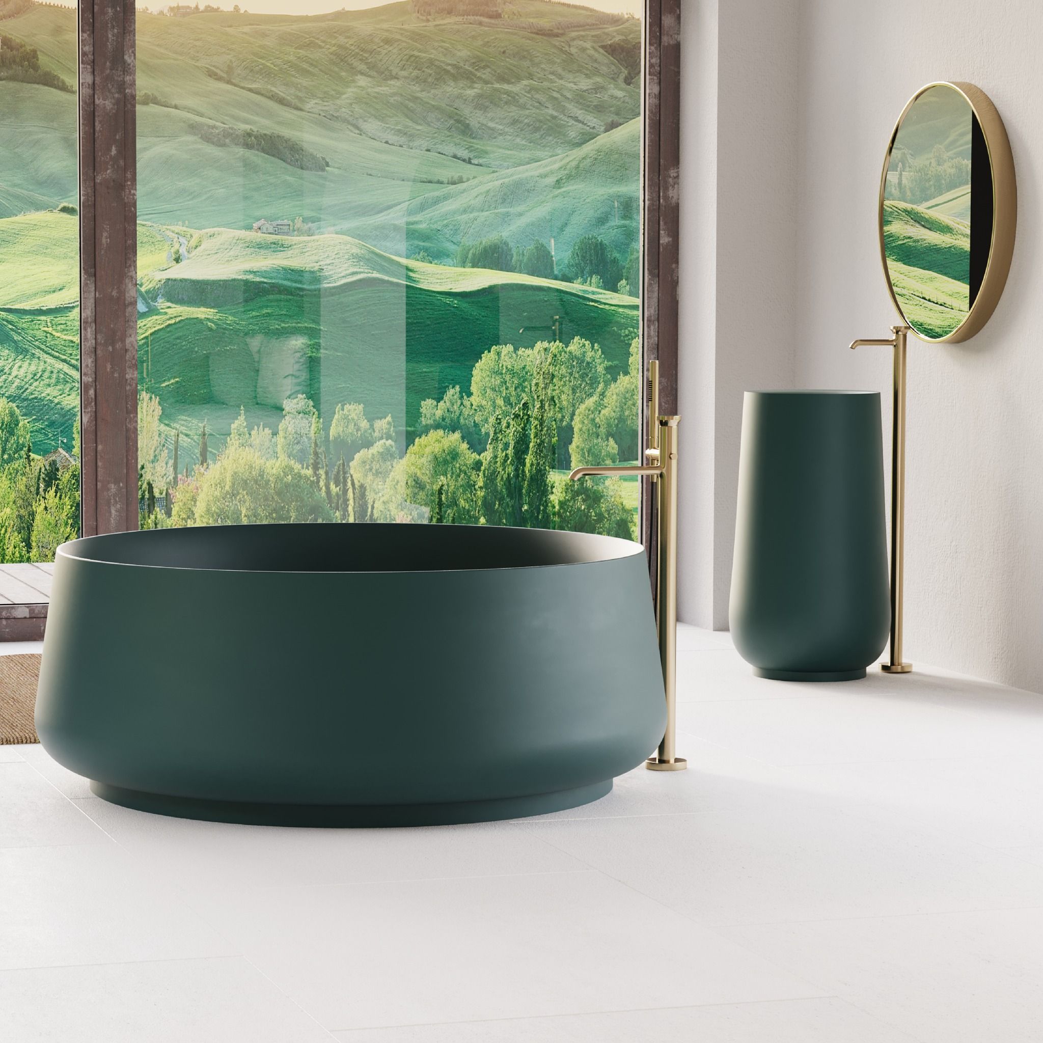 Chậu lavabo chân dài bằng mineral glass composite Brandi Storm